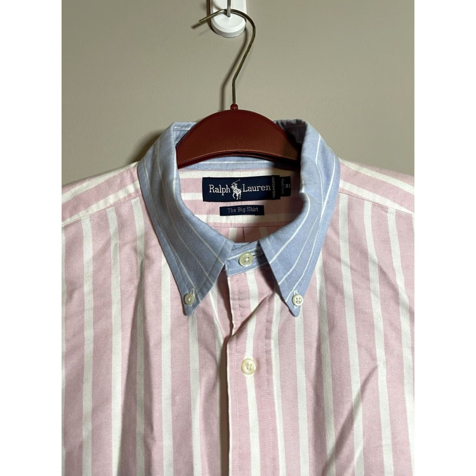Polo Ralph Lauren VINTAGE Polo Ralph Lauren Shirt Big & Tall XL Mens Striped Pink Blue Cotton Button-Up Collared Long Sleeve 90s Retro Classic Preppy Size US XL / EU 56 / 4 - 2 Thumbnail