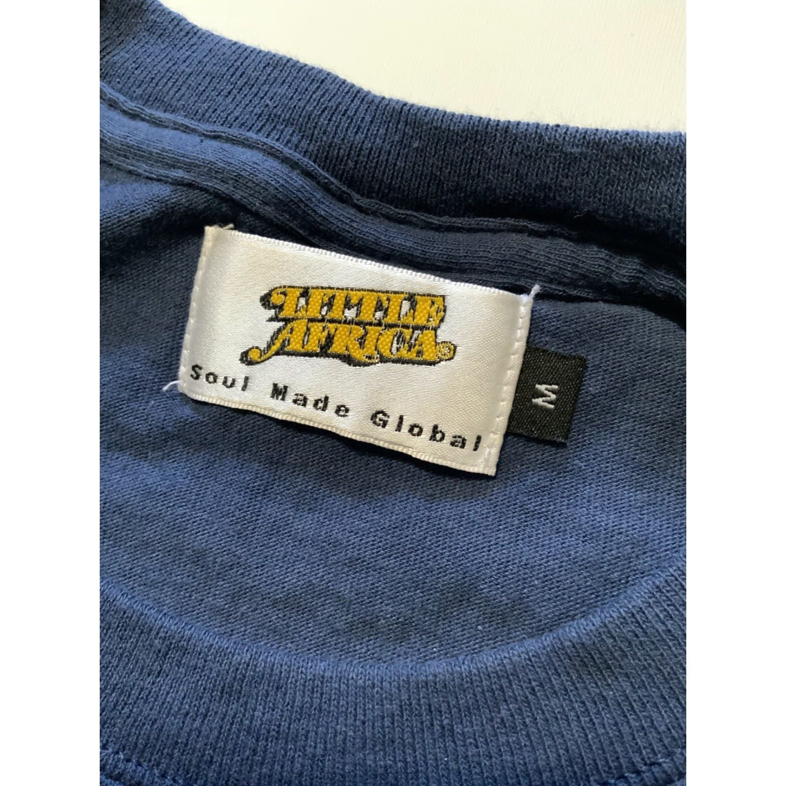 Vintage LITTLE AFRICA Soul Made Global Navy Crewneck 2 Sided Graphic S/S T-Shirt Sz. M Men Crew Neck Blue Navy T-Shirt M Mens Size US M / EU 48-50 / 2 - 5 Thumbnail