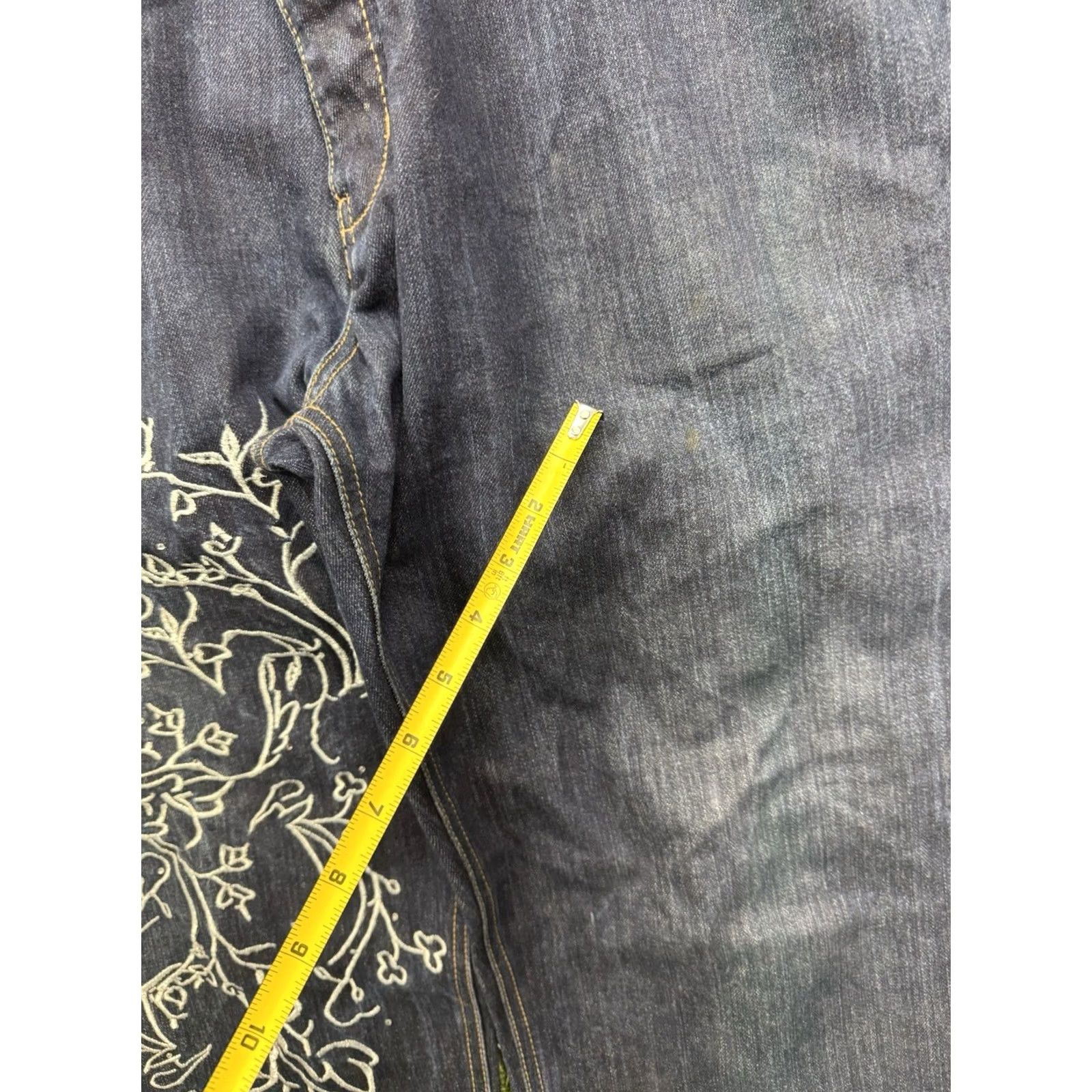Vintage Crown Holder Jeans Mens 38 Denim Wide-Leg Dark Wash 5-Pocket Button Fly Vintage Crown Holder Regius Vestio Hip Hop Grunge Streetwear Y2K Mens Size US 38 / EU 54 - 5 Thumbnail