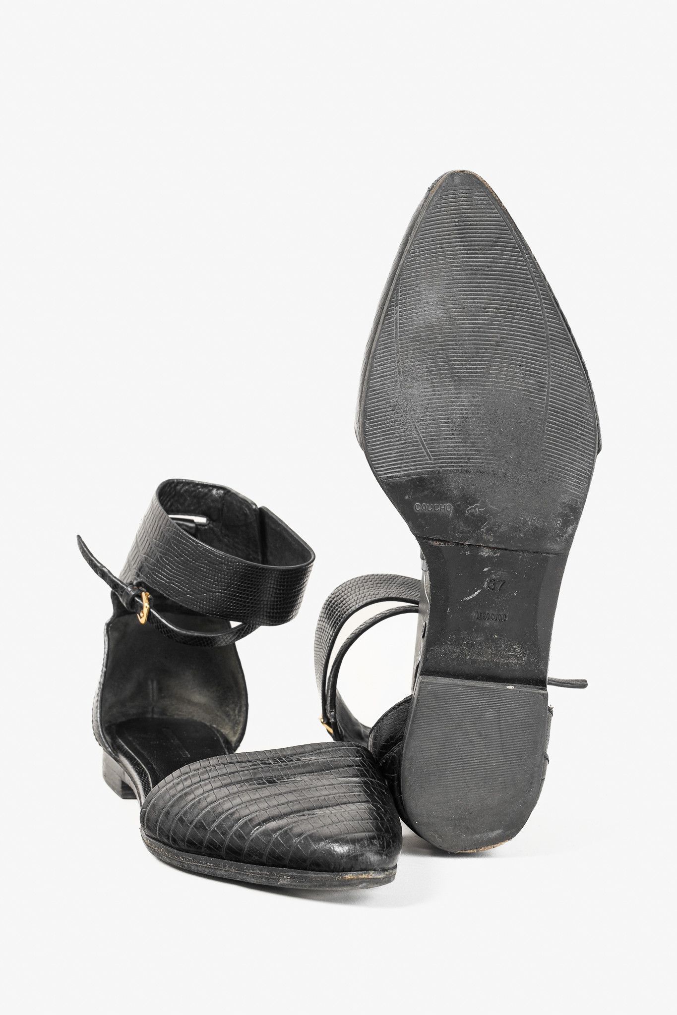 Alexander Wang Alexander Wang Elsa Black Croc-Embossed Leather Flats Size US 6.5 / IT 36.5 - 7 Thumbnail