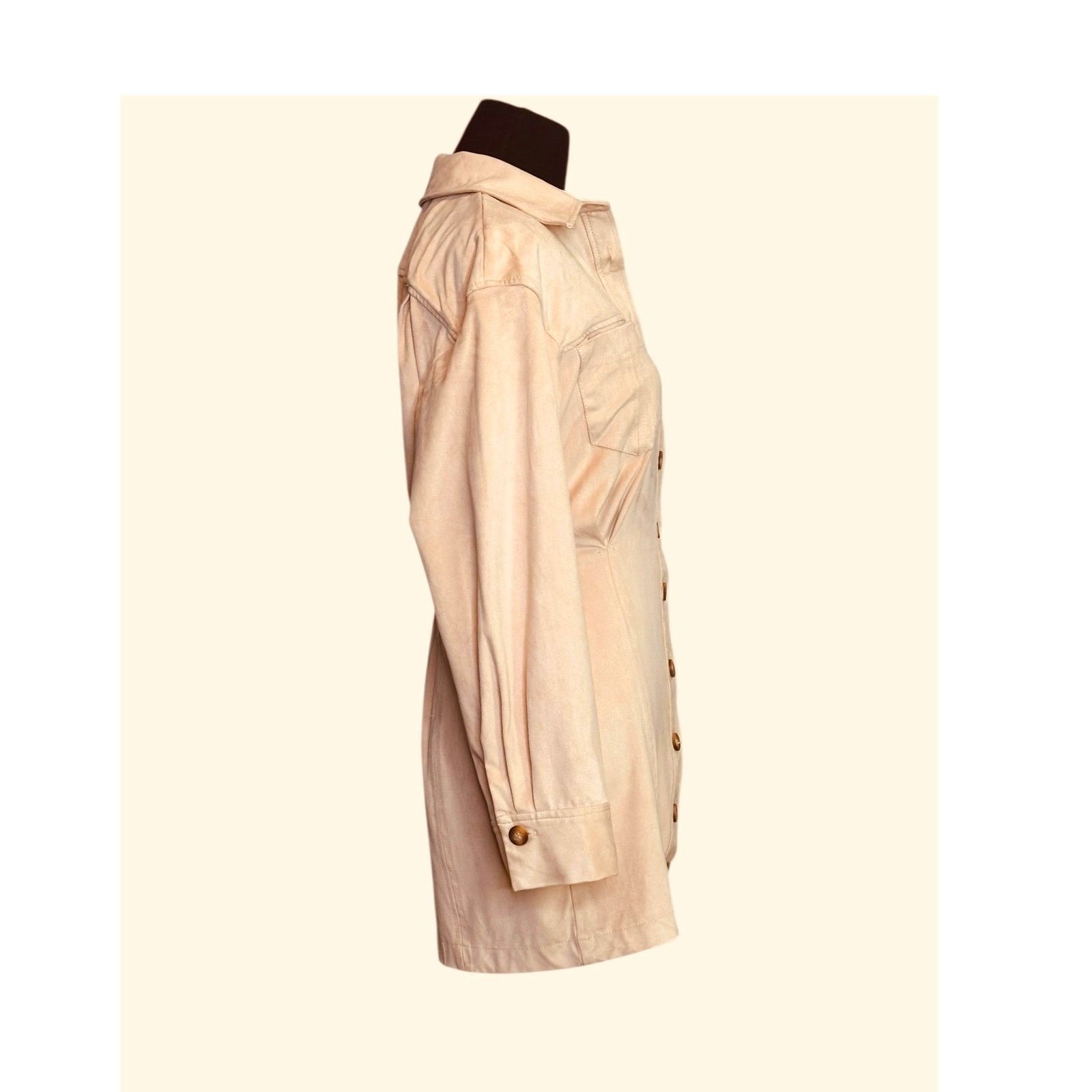 Zara Zara cream suede long sleeves shirt mini dress size Small Size S / US 4 / IT 40 - 7 Thumbnail