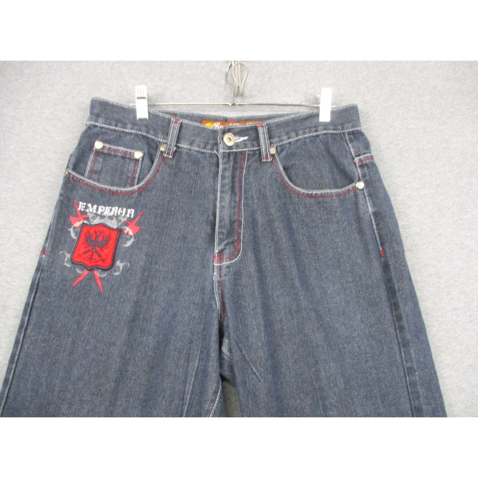 Royal RepubliQ VINTAGE Royal Republic Jeans Baggy Embroidered 32 Blue Denim 100% Cotton Men Regular Straight Inseam 29 High Rise 32 Vintage Y2K Size US 32 / EU 48 - 6 Thumbnail