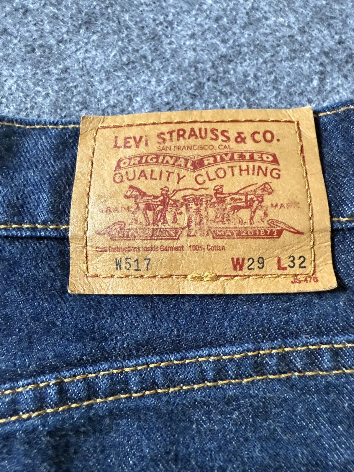 Levi's × Vintage Vintage Levis 517 Indigo Raw Flare Bootcut Jeans Size US 27 - 20 Thumbnail
