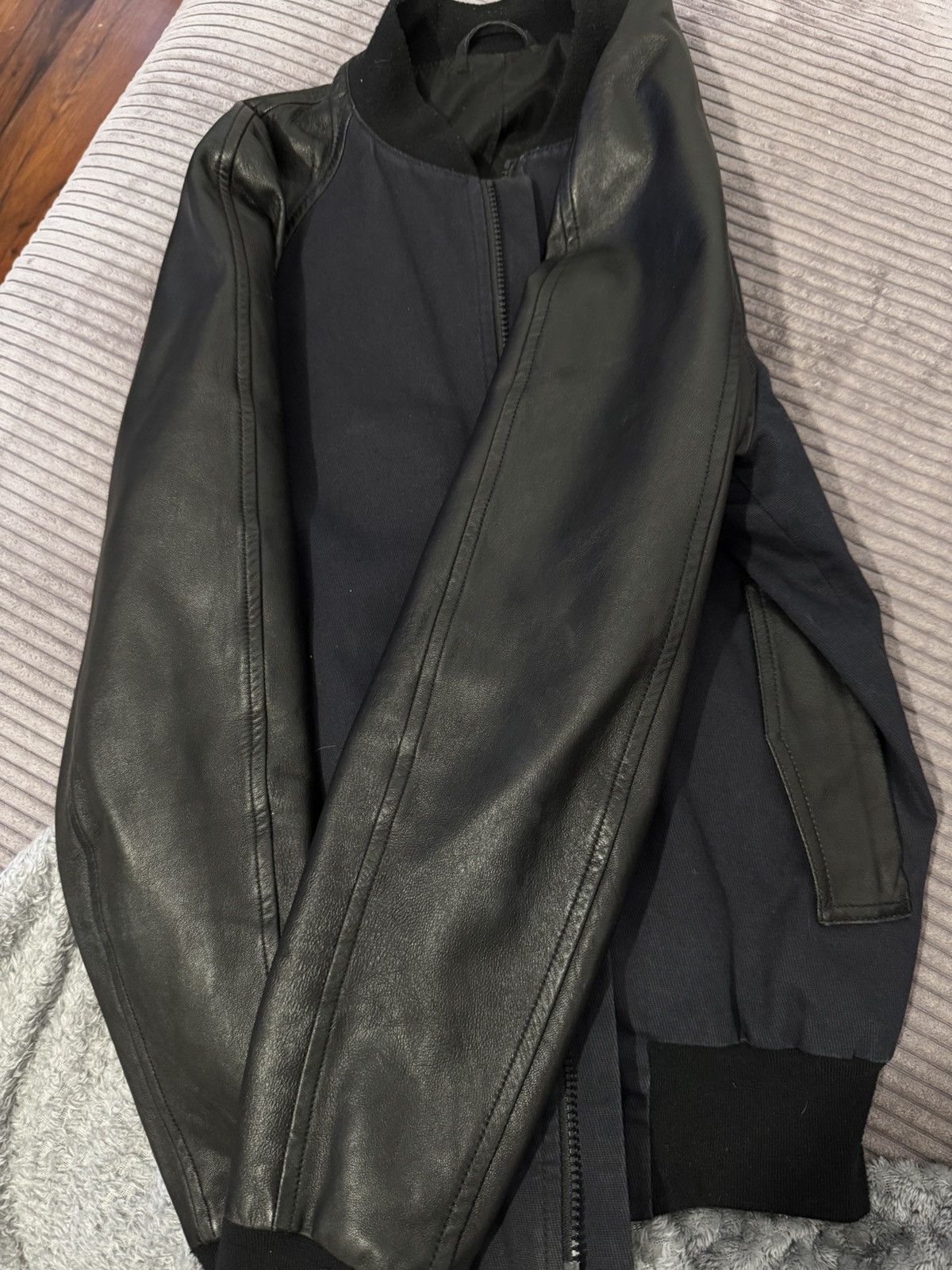 AMI AMI Paris Lamb Leather Sleeves Bomber Jacket Like SLP Navy S Size US S / EU 44-46 / 1 - 11 Thumbnail
