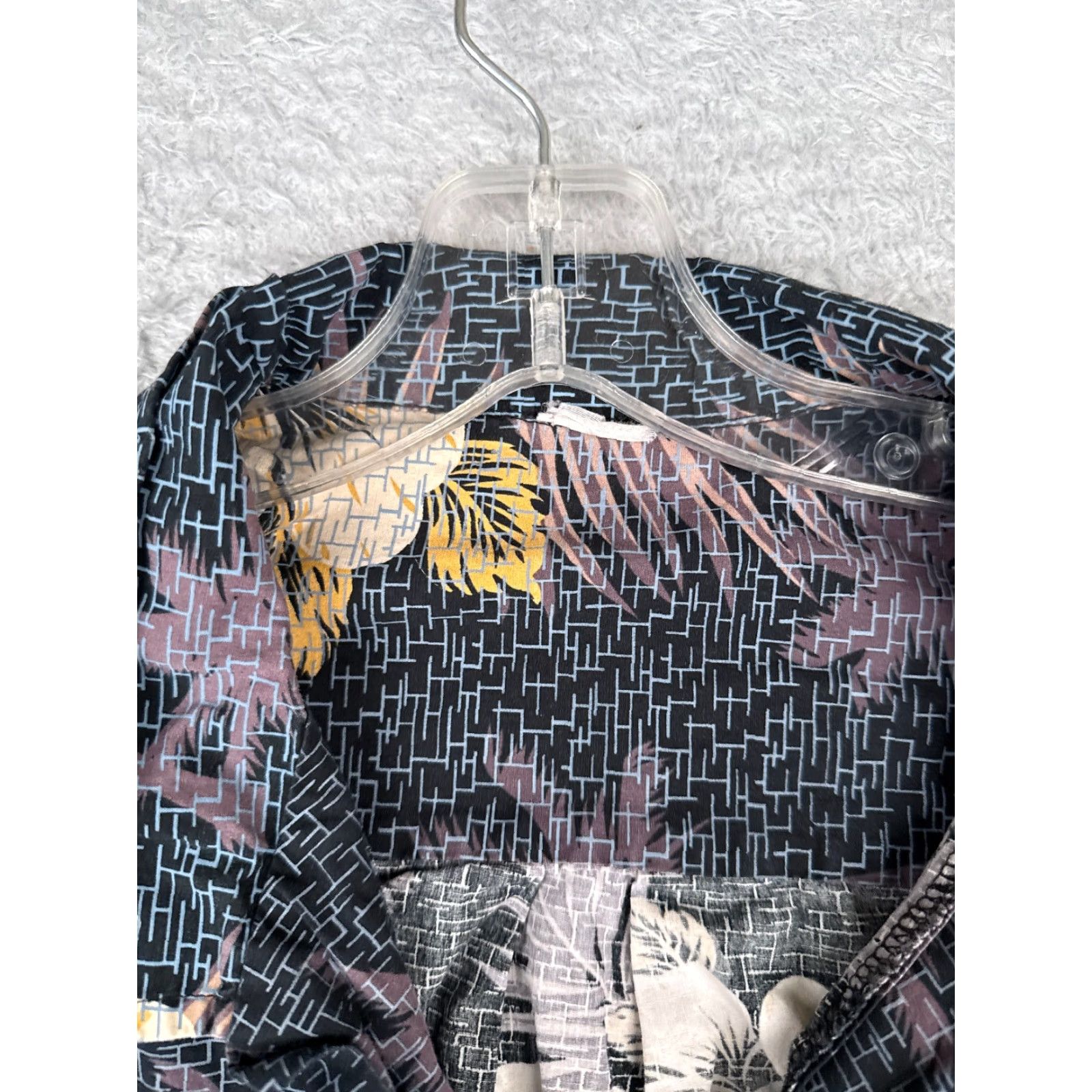 Vintage Palmwave Shirt Men XL Black Yellow Floral Palm Leaf Cotton Hawaiian Button-Up - Resort Vacation Aloha 90s? Size US XL / EU 56 / 4 - 7 Thumbnail