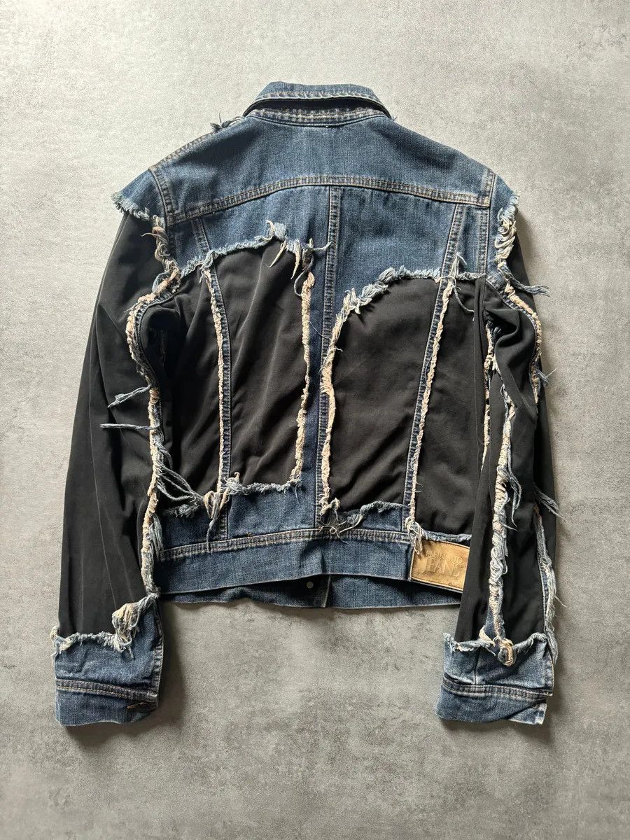 Designer × Vintage 2000s Plein Sud Distressed Hybrid Denim Jacket Size XS / US 0-2 / IT 36-38 - 2 Thumbnail