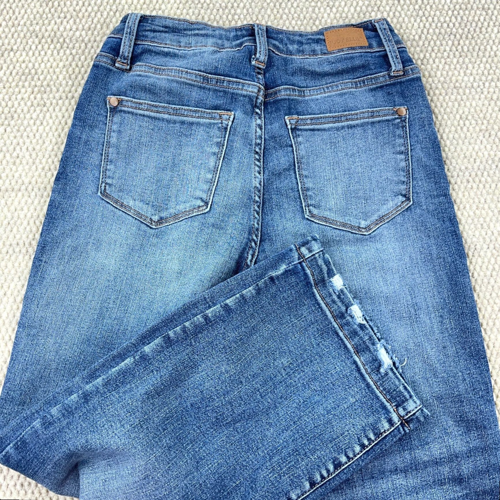 Vintage Judy Blue Jeans Women 25 Wide Leg Baggy High Waist Med Wash Faded Stretch Size 42" / US 20 - 3 Thumbnail