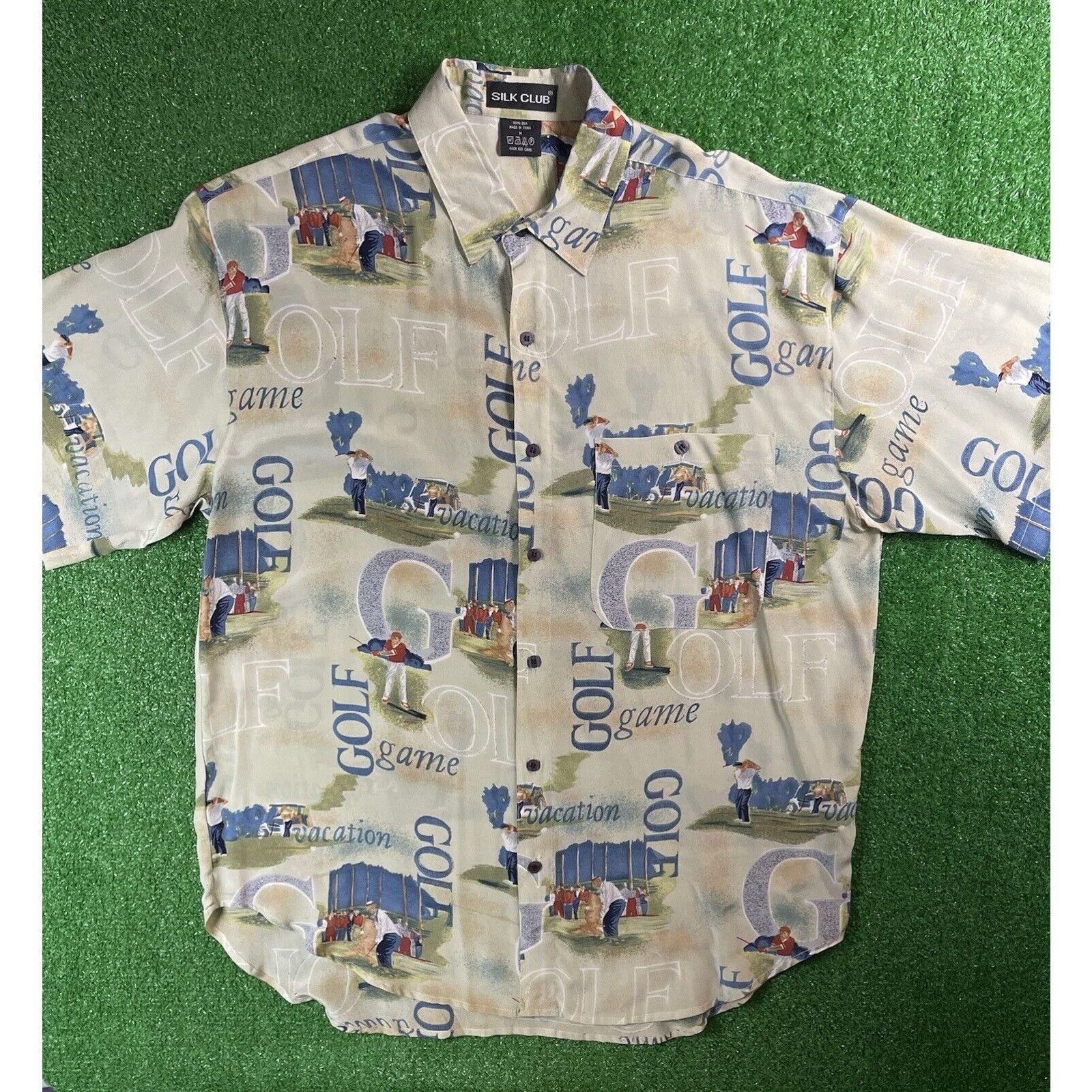 Vintage Vintage 90s Golf Short Sleeve Button Up Medium Silk Shirt Size US M / EU 48-50 / 2 - 2 Thumbnail