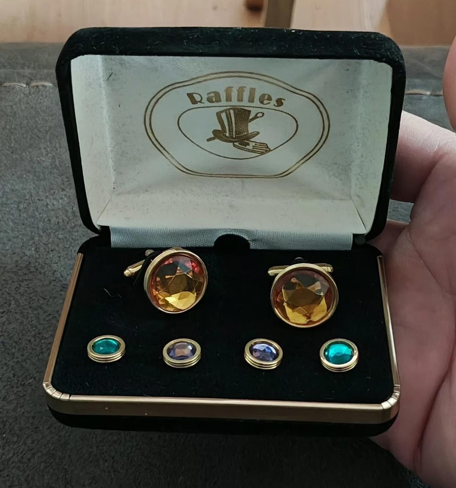 Other 1960 Raffles Cufflinks shirt studs with faceted color stones Size ONE SIZE - 2 Thumbnail