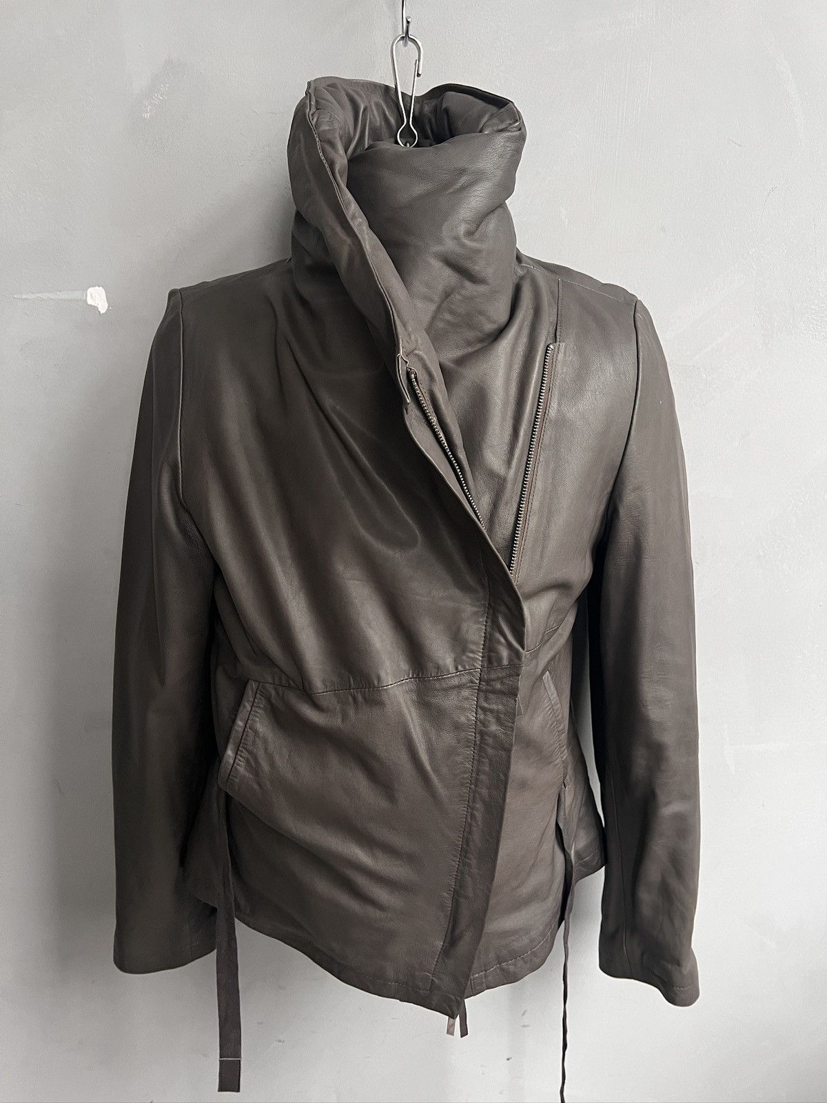 Asymmetrical leather biker jacket hype gothic avant garde