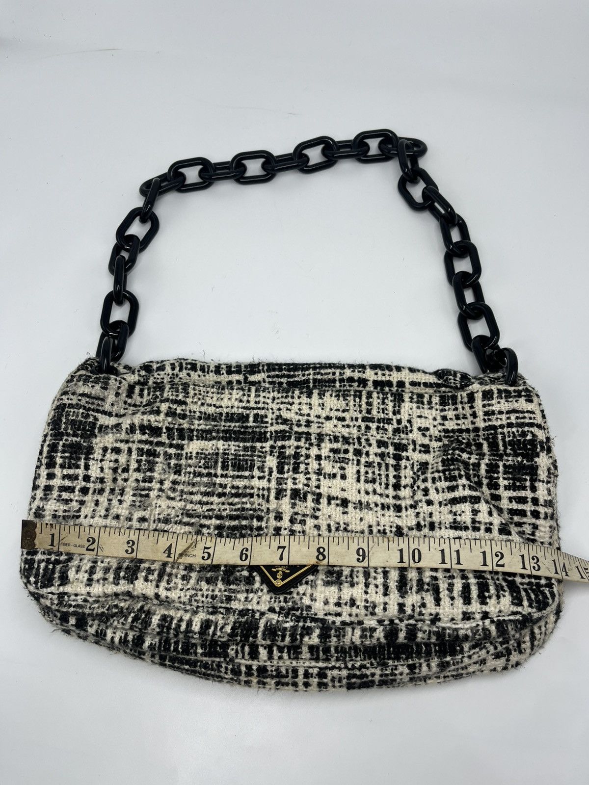 Prada Authentic PRADA Printed Tweed Turnlock Flap Bag Size ONE SIZE - 22 Thumbnail