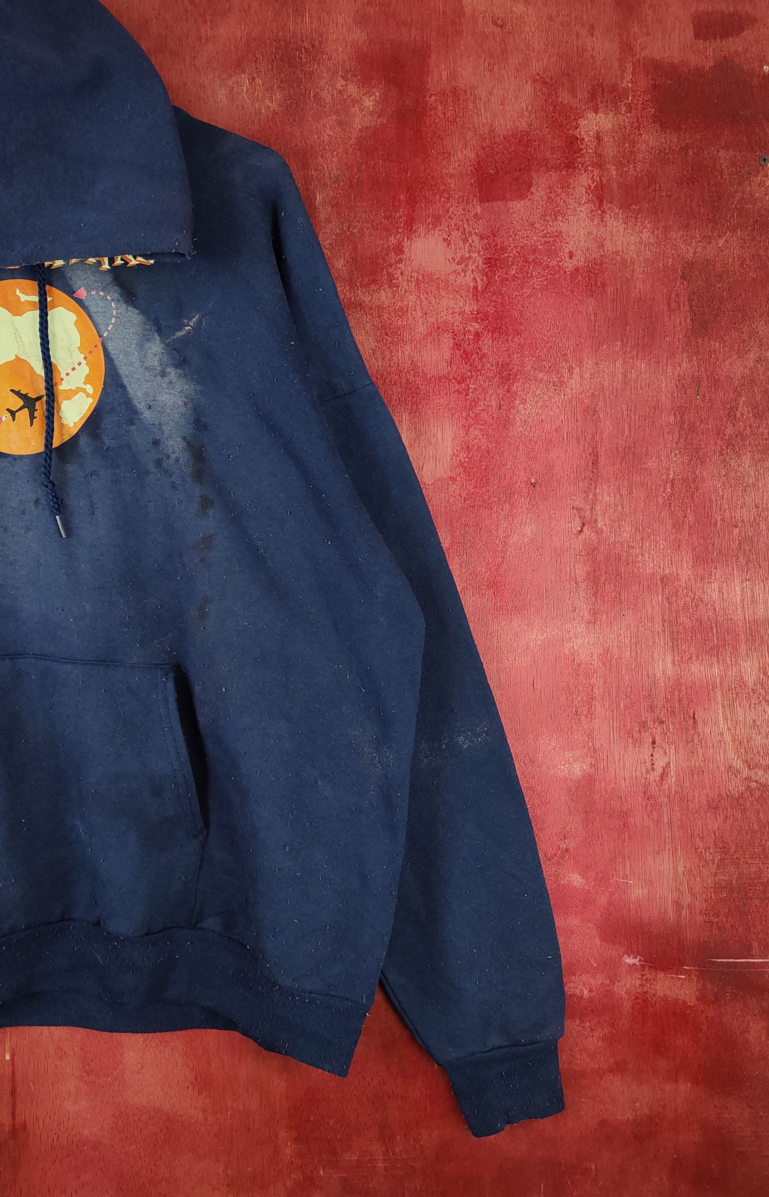 Vintage vintage Dark Blue Faded Hoodie Sweatshirts #S1864 Size US XL / EU 56 / 4 - 7 Thumbnail