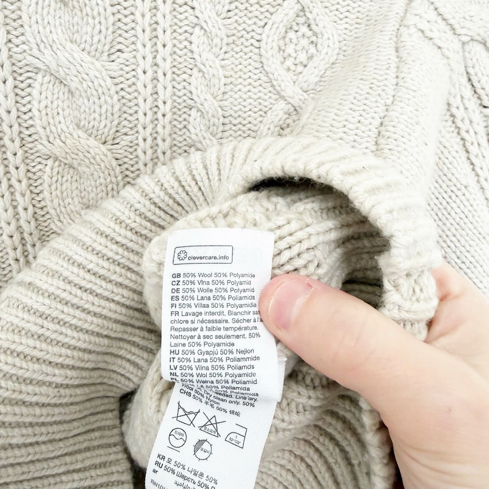 & Other Stories & Other Stories Cream Wool Cable Knit Cropped Sweater Sz XS Size XS / US 0-2 / IT 36-38 - 3 Thumbnail