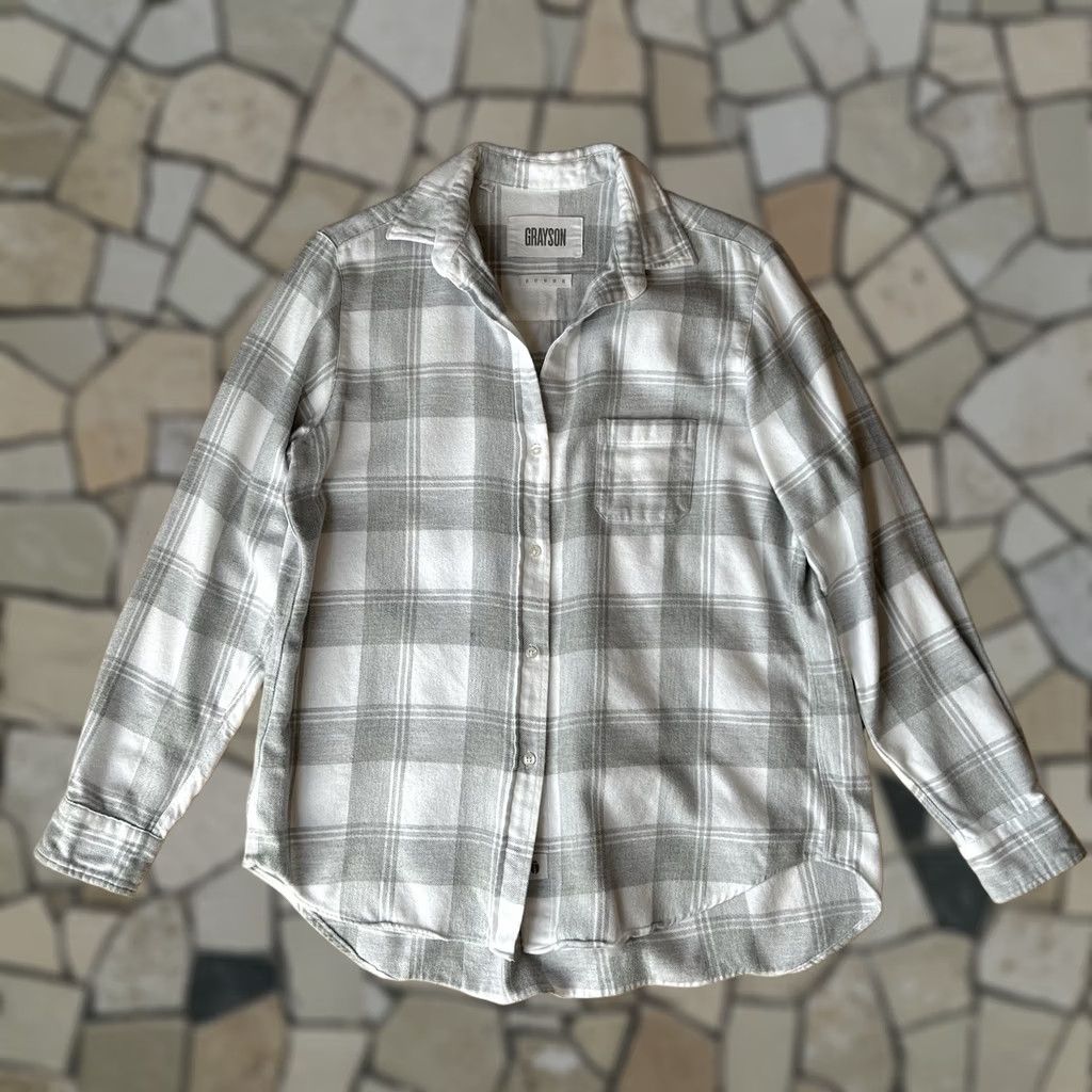 Vintage Grayson The Hero Button Up Plaid Flannel Shirt Long Sleeve Women’s M White / Gray Casual Workwear 100% Cotton Mens? Size M / US 6-8 / IT 42-44 - 1 Thumbnail