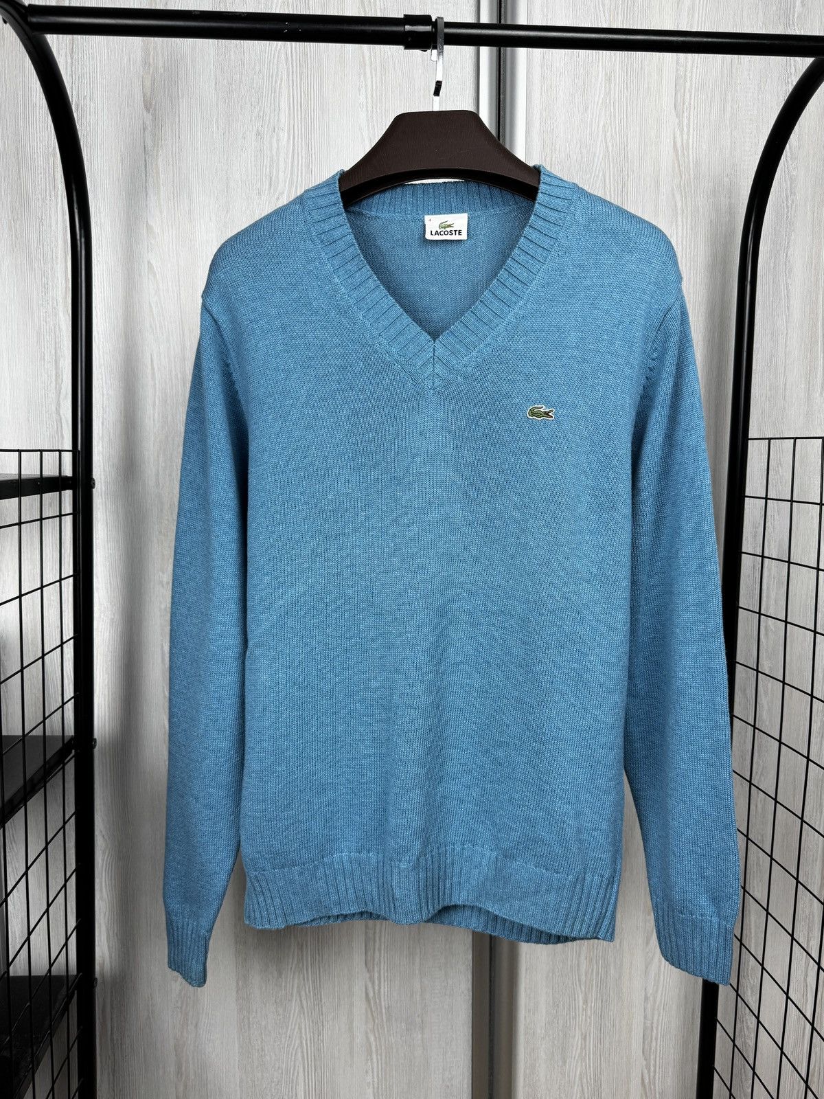 Lacoste Lacoste sky blue cotton wool v-neck vintage sweater size 4 Size US M / EU 48-50 / 2 - 1 Thumbnail