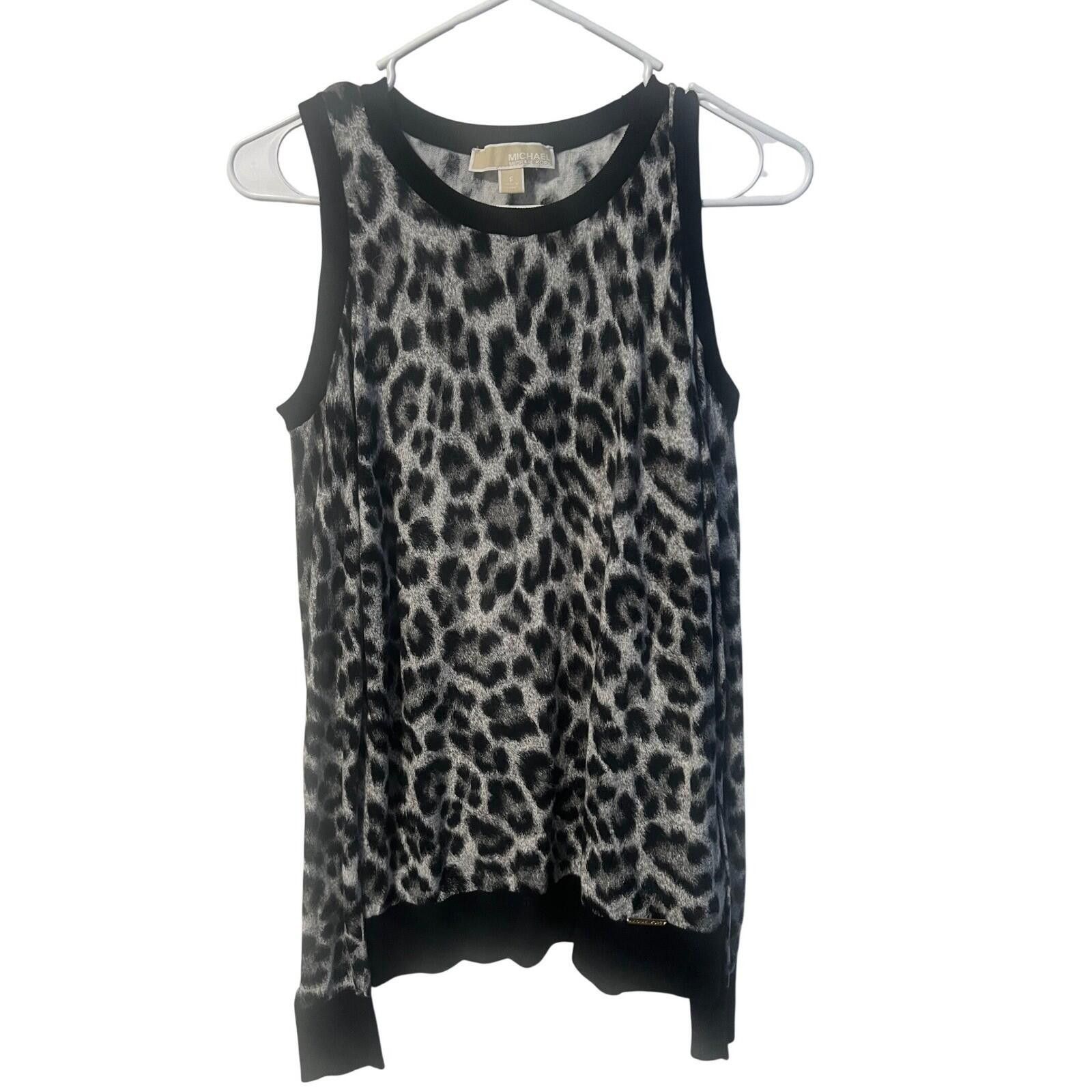 Michael Kors Michael Kors Leopard Cold Shoulder Sweater Womens S Grey Size S / US 4 / IT 40 - 1 Thumbnail