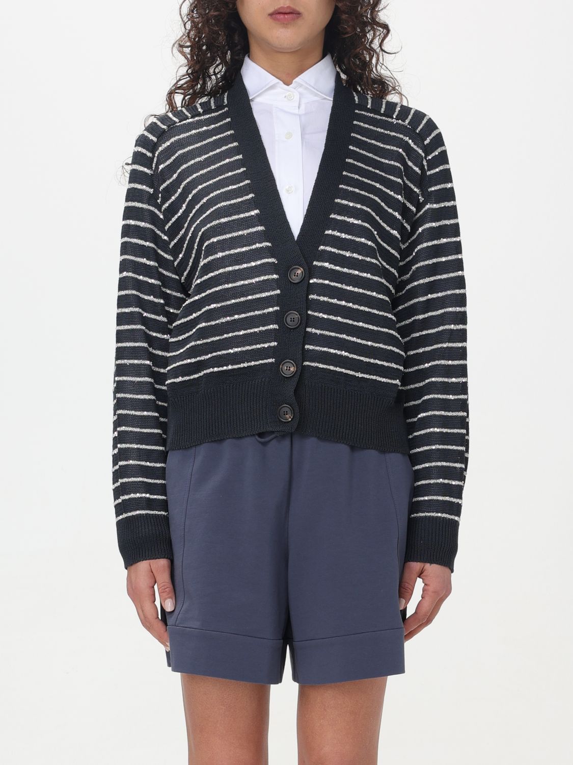 image of Brunello Cucinelli Cardigan Woman Grey, Women's (Size Large)