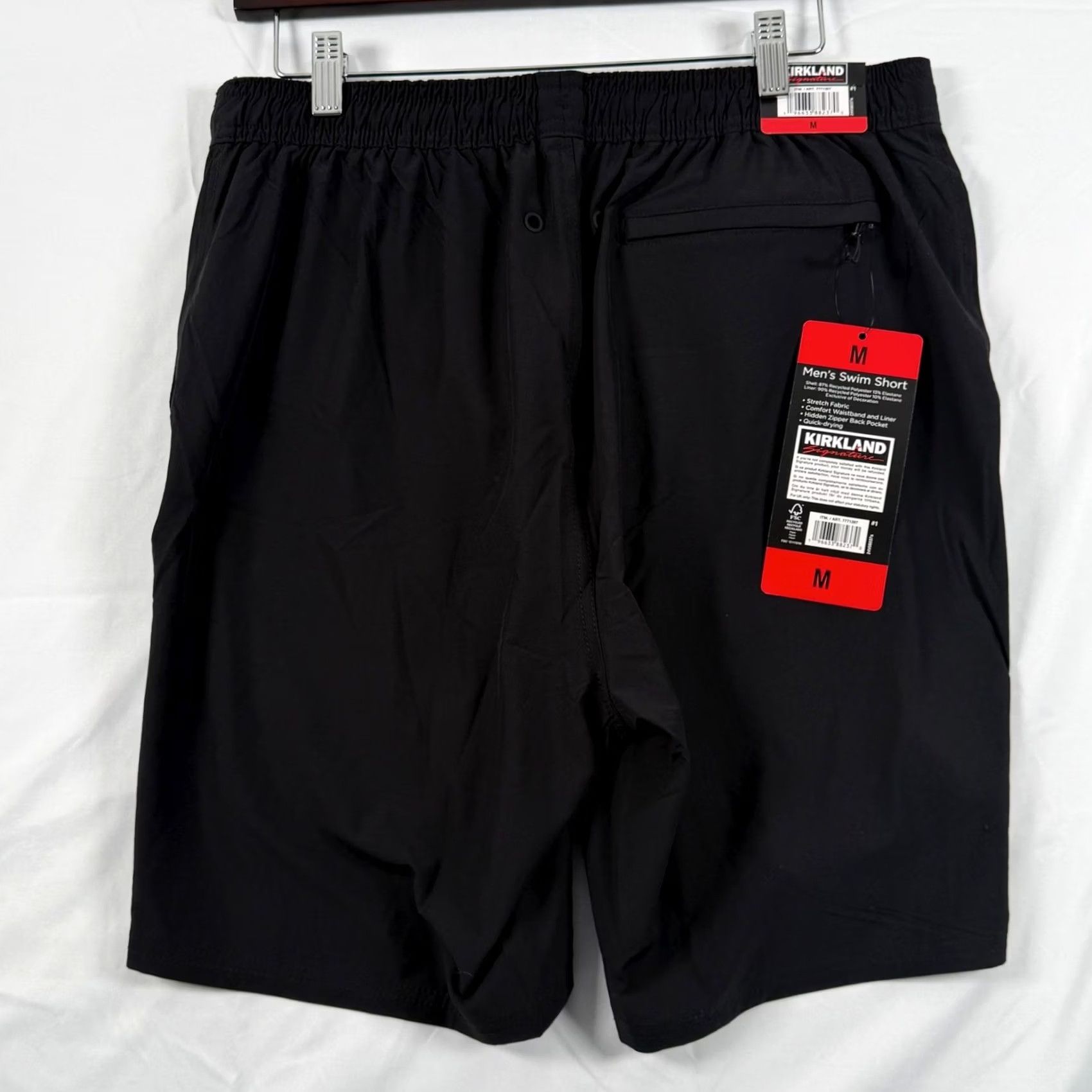 Swims Kirkland Signature Men Swim Shorts Black Quick Dry Stretch Lined Zipper Pocket Beachwear M Size US 31 - 2 Thumbnail