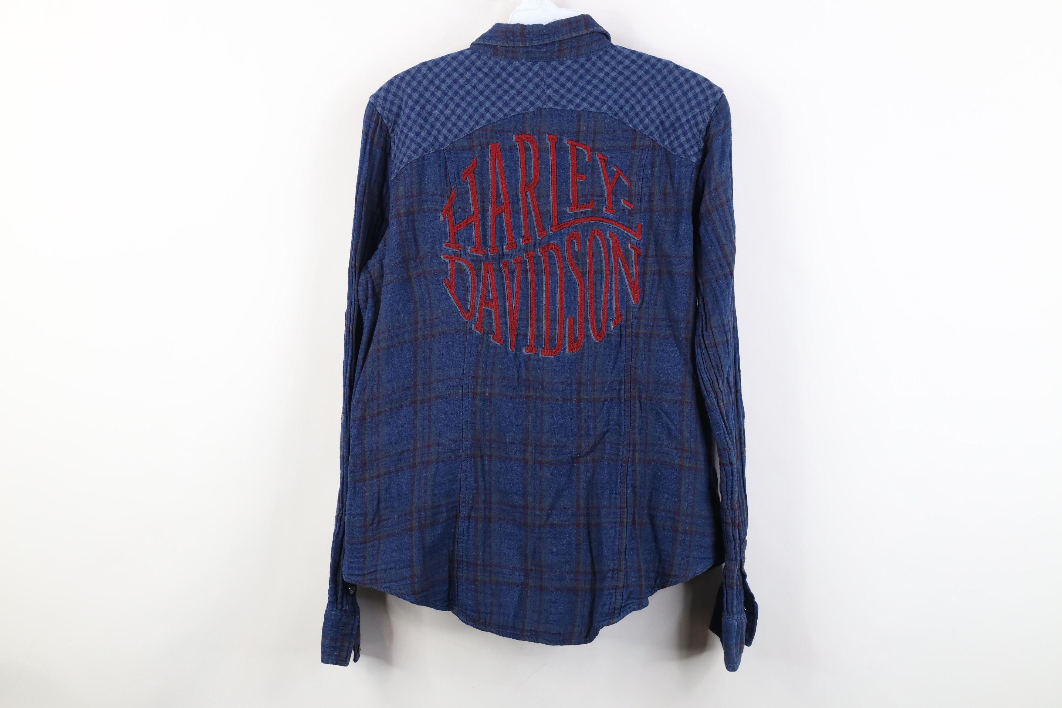 Harley Davidson Vintage Harley Davidson Flannel Collared Button Shirt Size L / US 10 / IT 46 - 12 Thumbnail