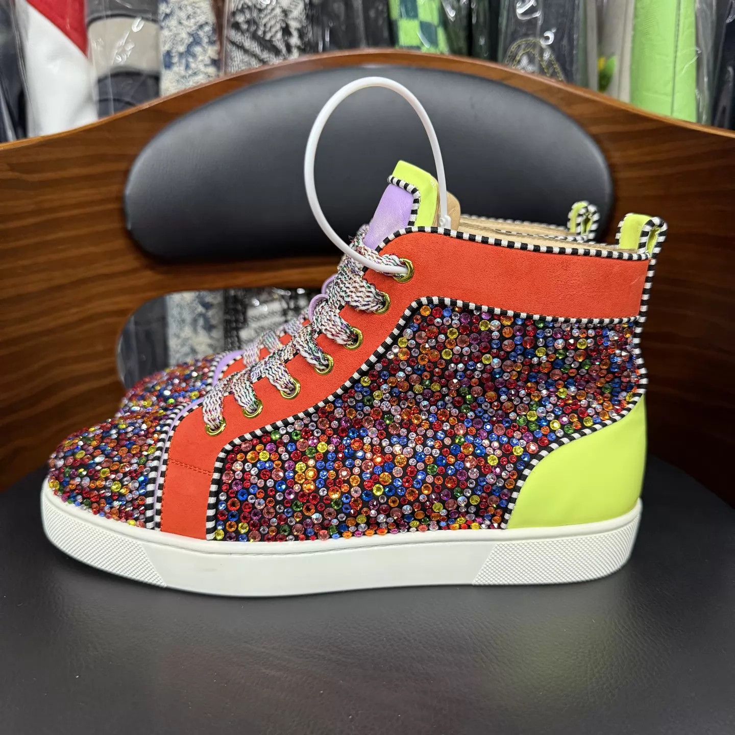 Christian Louboutin CL Candy-Colored Crystal Red Sole Flat 38.5 2x Worn Size US 8 / IT 38 - 6 Thumbnail