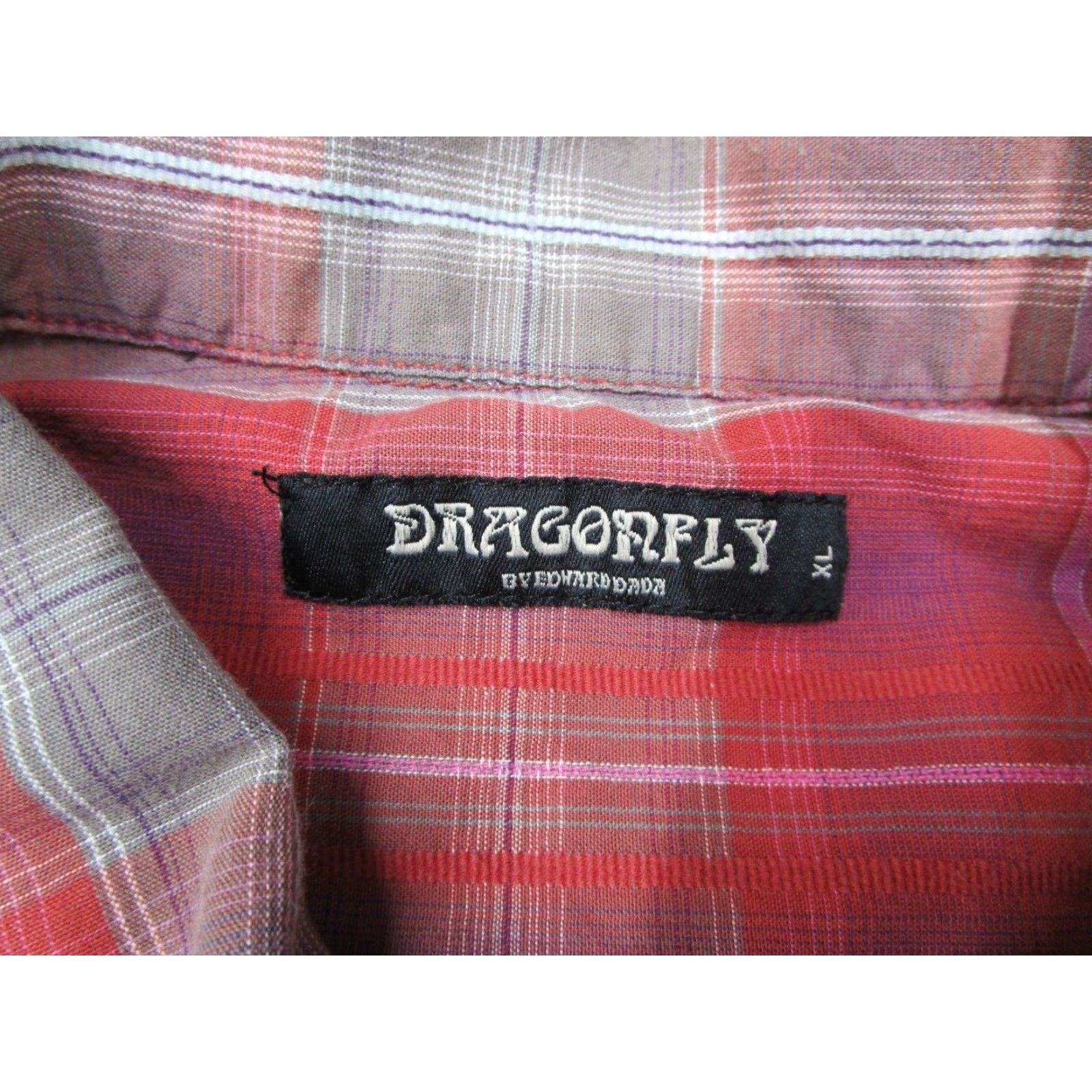 Vintage Dragonfly Button-Up Shirt Men's Extra Large Red Plaid Retro Rock Music Long Sleeve Size US XL / EU 56 / 4 - 3 Thumbnail