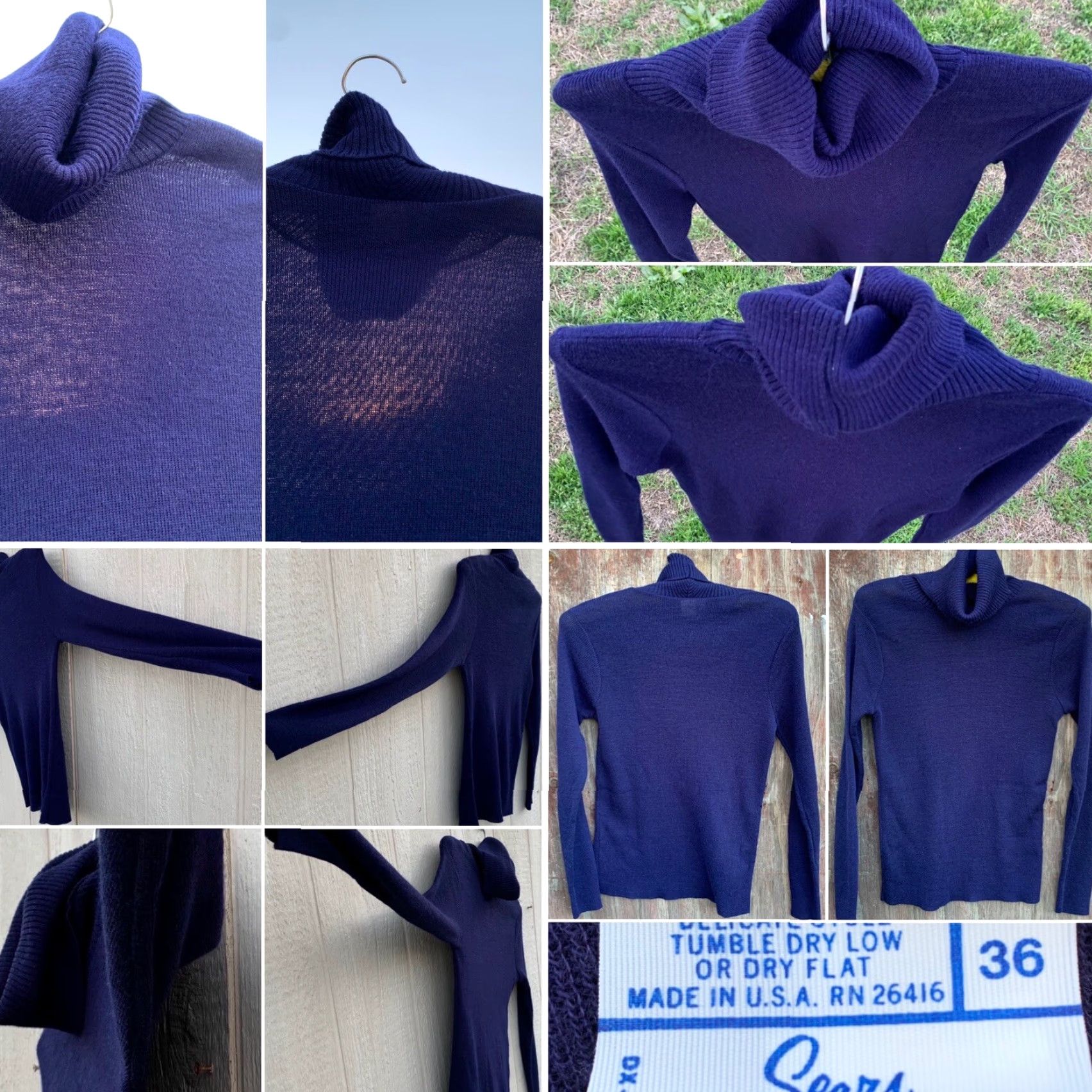 Sears VINTAGE Sears Turtleneck 100% Acrylic Navy Blue Size 36 1970s/80s Women's? Size XS / US 0-2 / IT 36-38 - 3 Thumbnail