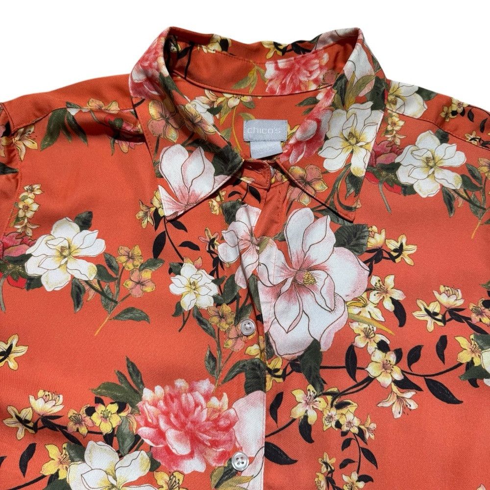 Chicos NWT New Chico's Sandwashed Satin Floral Print Shirt Size 2 Size L / US 10 / IT 46 - 9 Thumbnail
