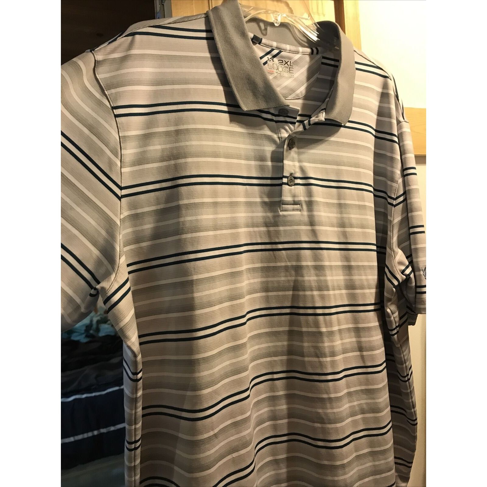 Under Armour Under Armour Heat Gear Mens XXL Striped Polyester Polo Shirt Size US XXL / EU 58 / 5 - 6 Thumbnail