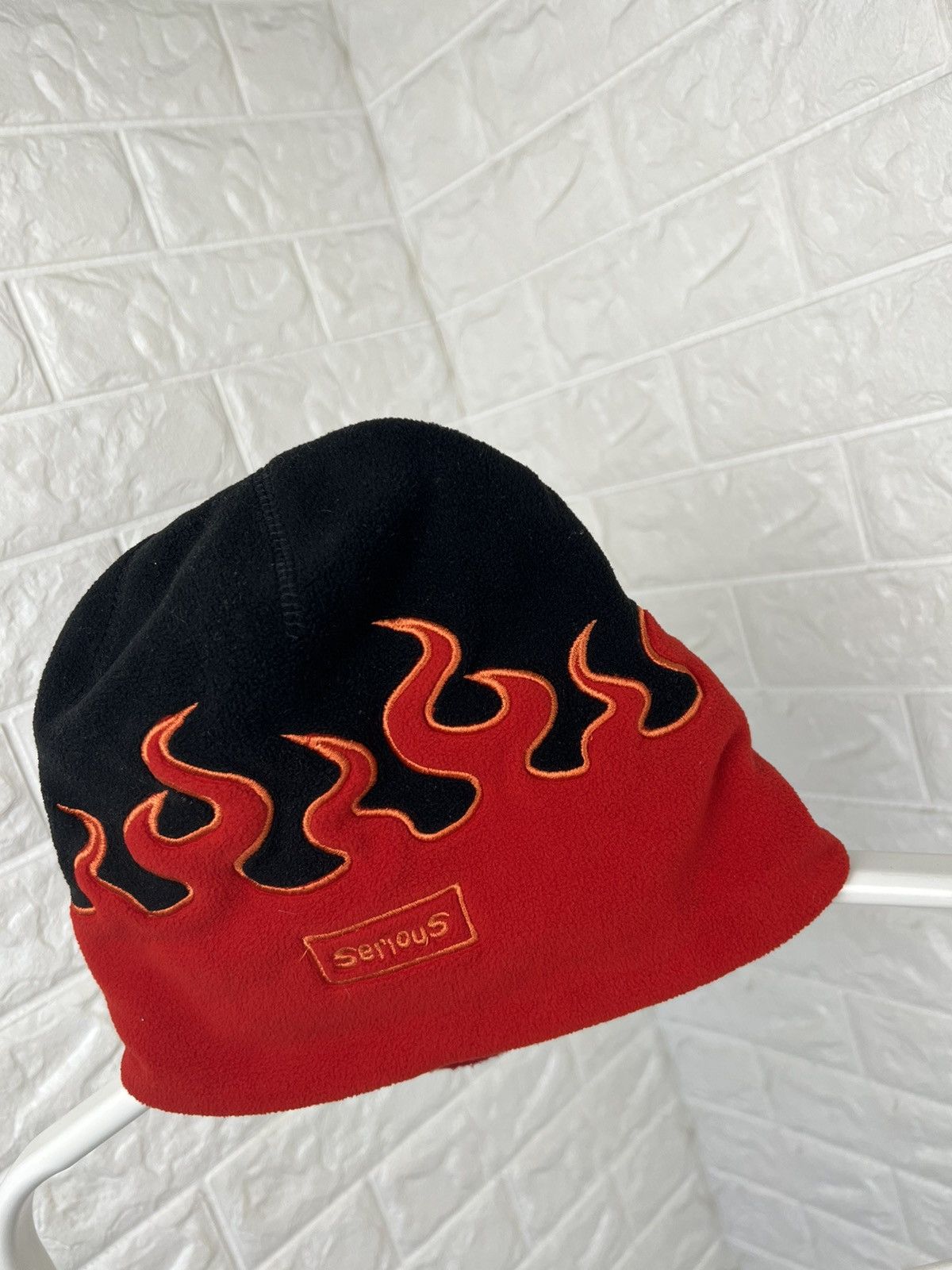 Japanese Brand Fire Flame Red Beanie Hat Size ONE SIZE - 4 Thumbnail
