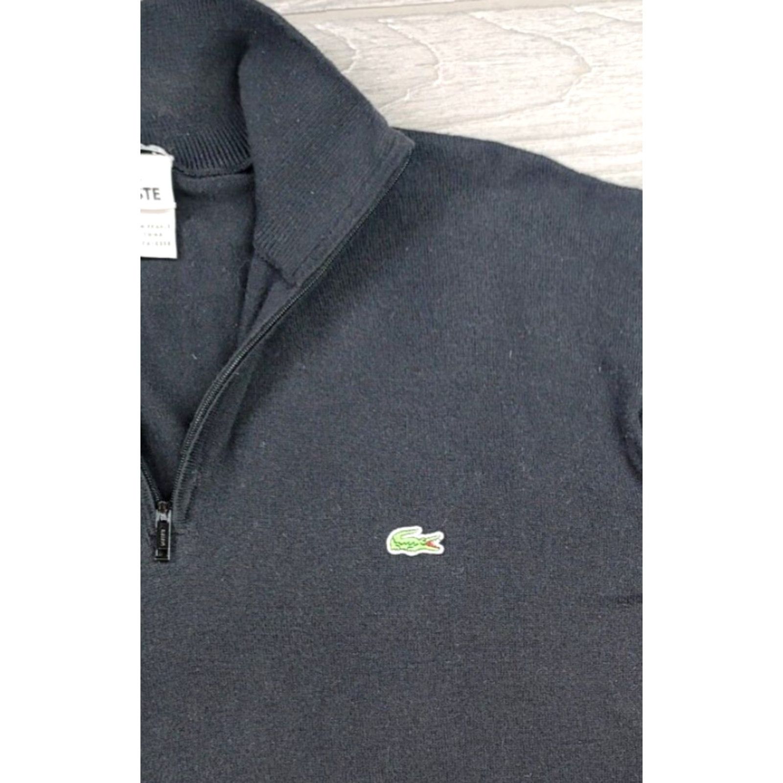Lacoste Lacoste Black Mens 1/4 Zip Sweatshirt Pullover Knits 1/4 Zip Zip Mock Neck Casual Solid Tight-Knit Cashmere Cotton XL Size US XL / EU 56 / 4 - 3 Thumbnail