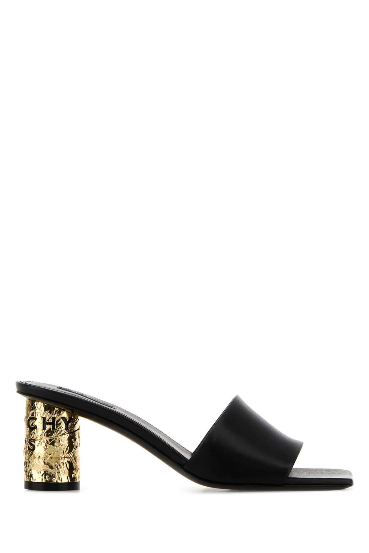 Givenchy Black Leather Tape Mules Size US 9 / IT 39 - 1 Thumbnail