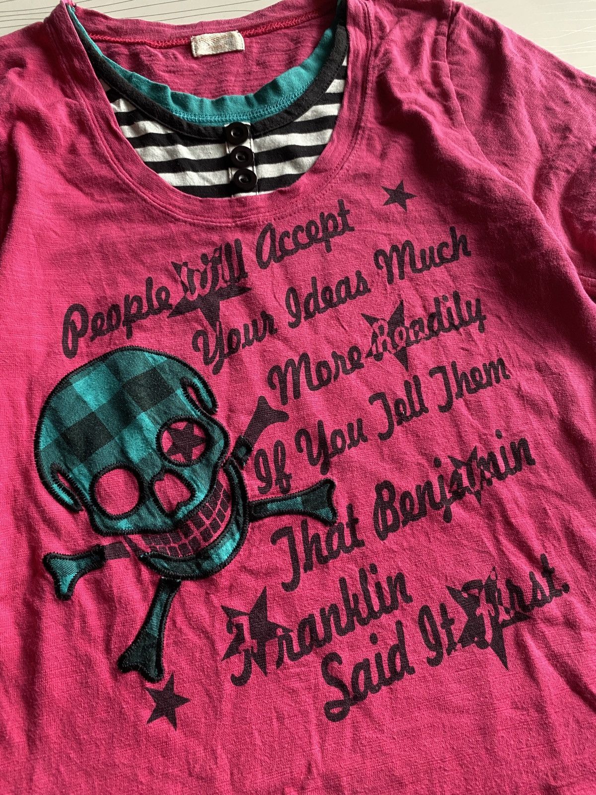 Japanese Brand Japanese Skull Tartan Poem Emboired Longsleeve Tee Shirt Size US L / EU 52-54 / 3 - 7 Thumbnail
