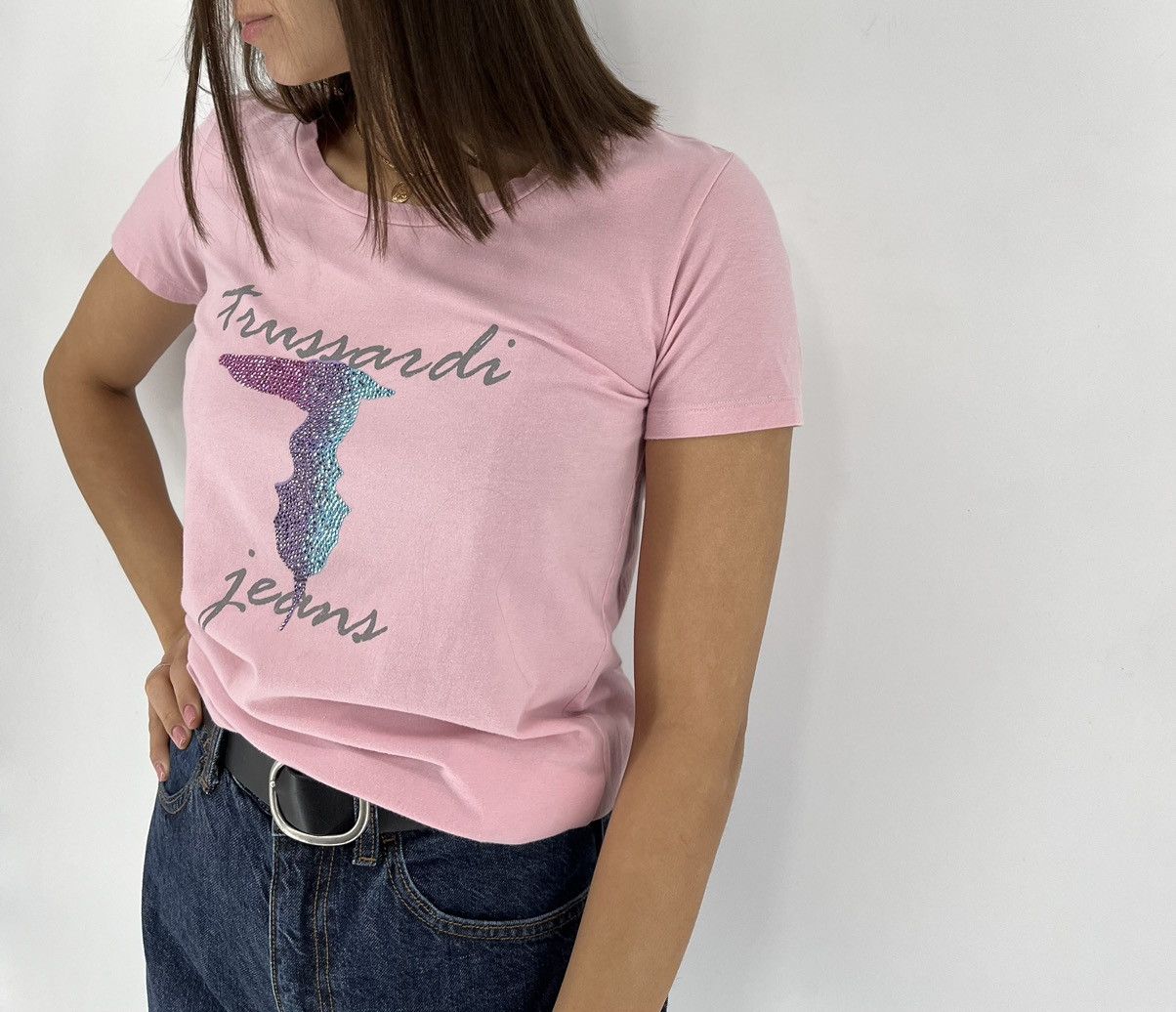 Trussardi × Vintage Trussardi Jeans Pink T-Shirt Italy Designer Size S / US 4 / IT 40 - 4 Thumbnail