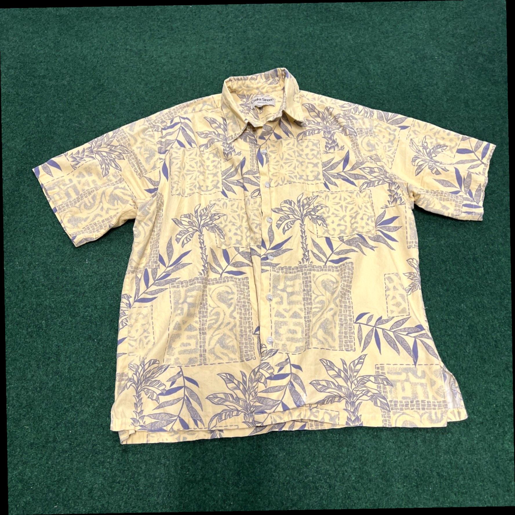 Vintage COOKE STREET Men's Size L Print Yellow Blue Hawaiian Shirt Cotton Summer Beach Size US L / EU 52-54 / 3 - 1 Thumbnail