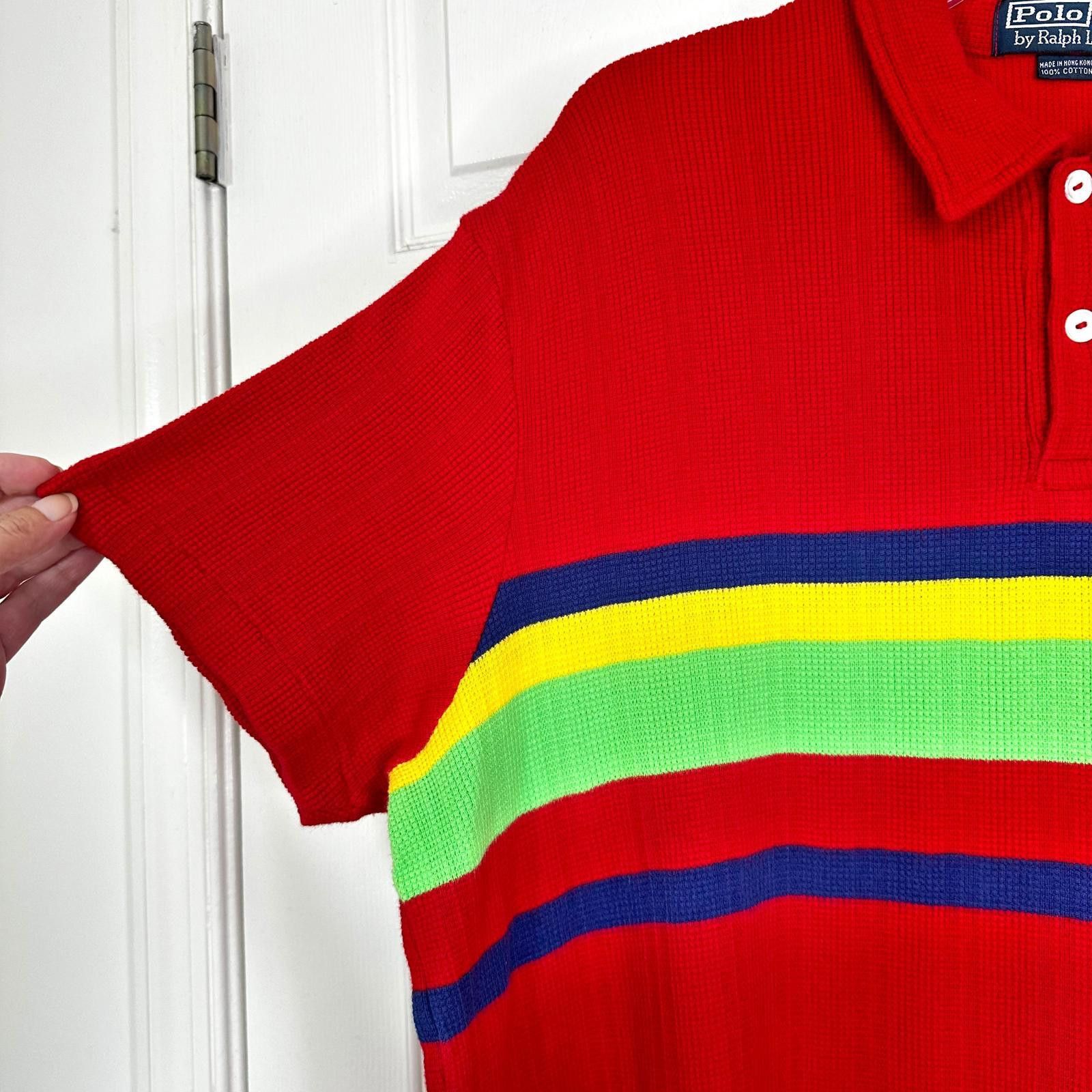 Polo Ralph Lauren Polo Ralph Lauren Colorful Waffle Knit SS Polo Shirt Mens XL Size US XL / EU 56 / 4 - 5 Thumbnail