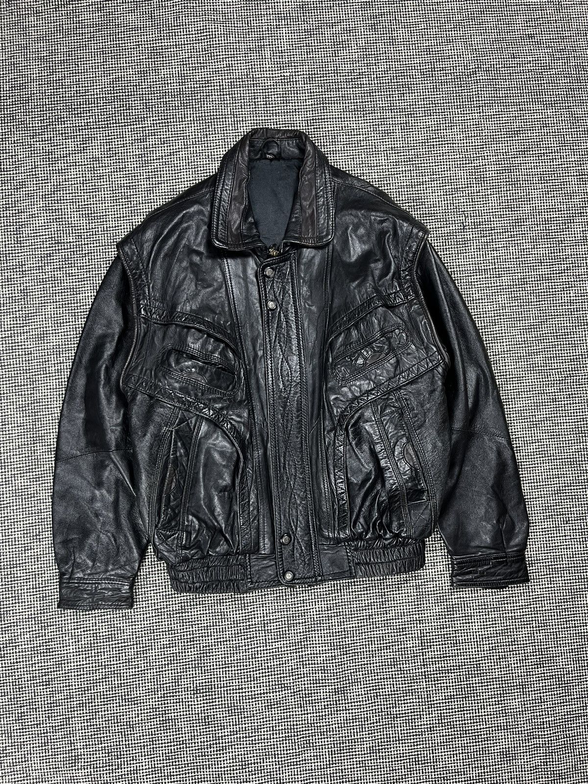 Genuine Leather ➕ vintage genuine leather boxy bomber jacket 2 in 1 vest Size US M / EU 48-50 / 2 - 4 Thumbnail