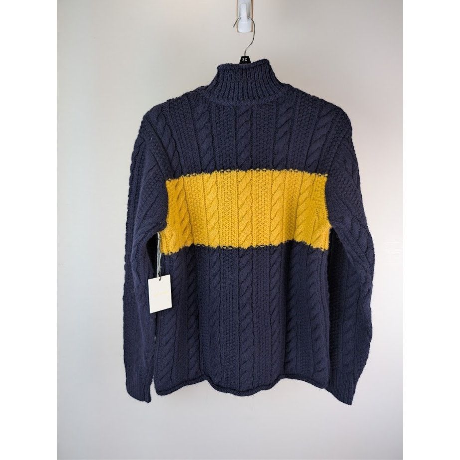 Aime Leon Dore o1rshd1 Aran Cable Mockneck Sweater in Navy Size US M / EU 48-50 / 2 - 9 Thumbnail
