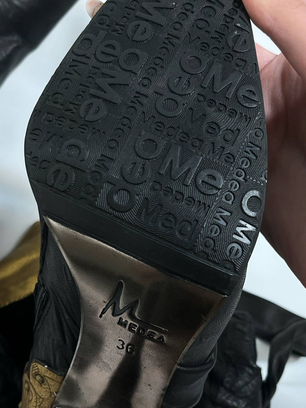 Vintage MEDEA ARCHIVE Futuristic Cyber Gold Metal Heel Boots EU 36 Size US 6 / IT 36 - 9 Thumbnail