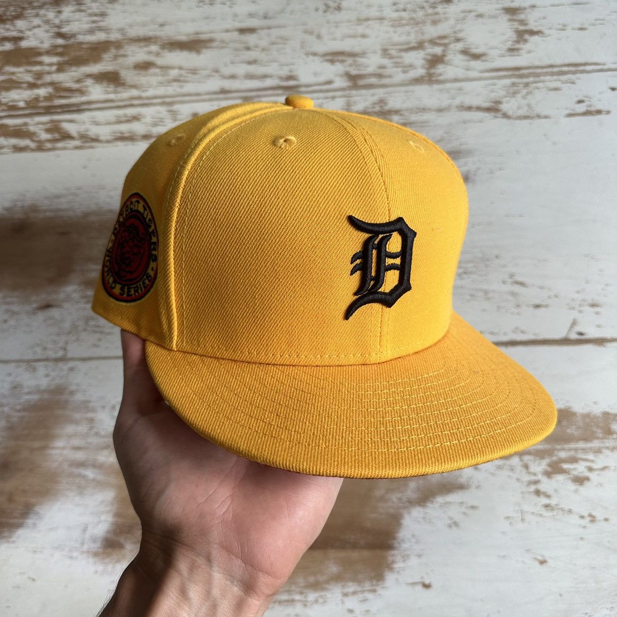 Detroit Tigers Yellow World Series Red Brim 7 1/4 Fitted Cap