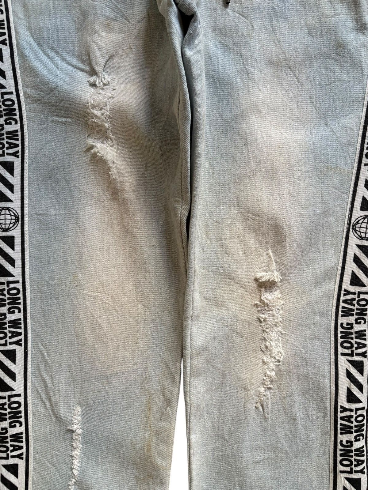 In The Attic Vintage In The Attic Light Blue Mud Wash Distressed Jeans Size US 31 - 5 Thumbnail