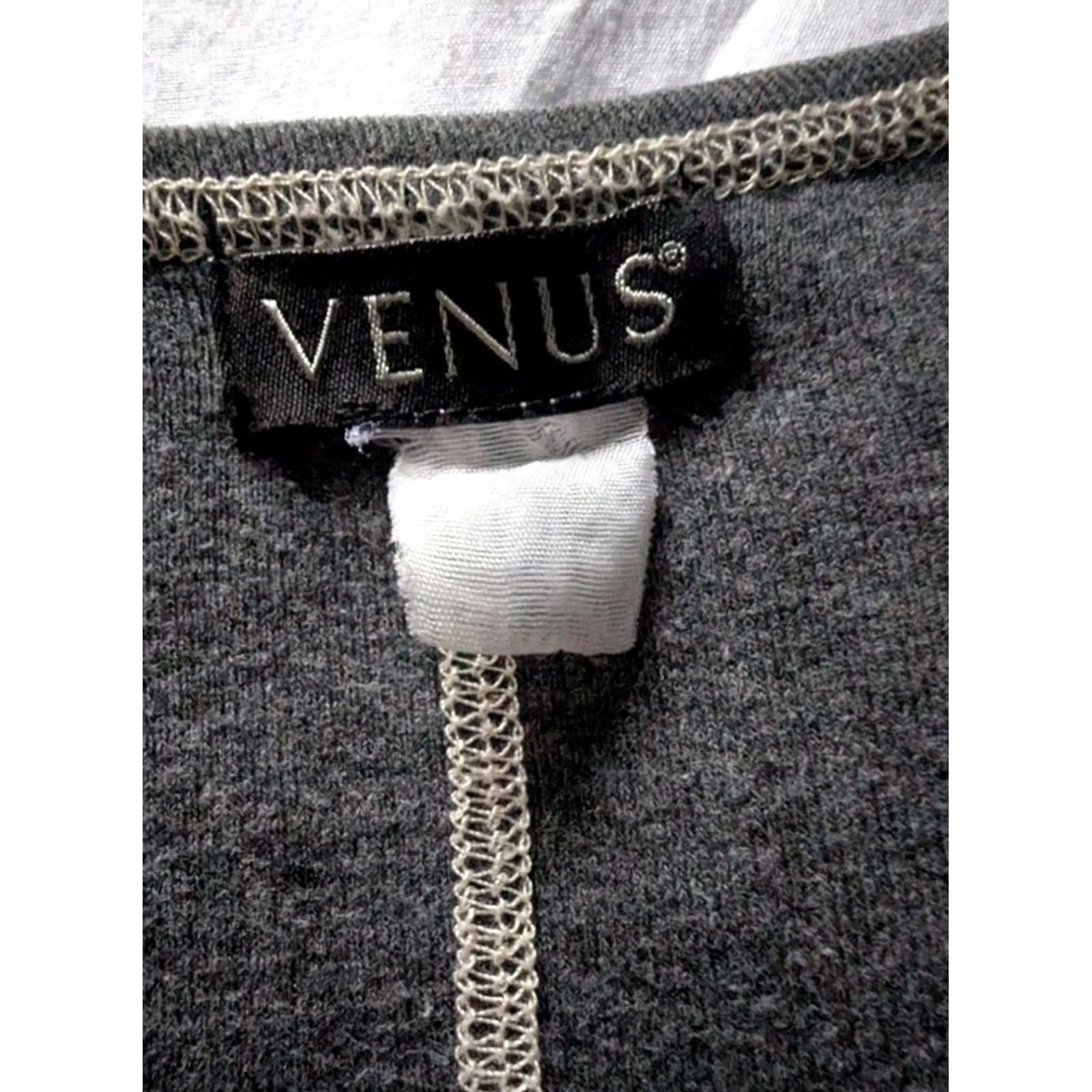 Venus VINTAGE Venus Gray Lace Up Grommet Long Sleeve Top Contrast Stitch Womens M Minimalist Size M / US 6-8 / IT 42-44 - 6 Thumbnail