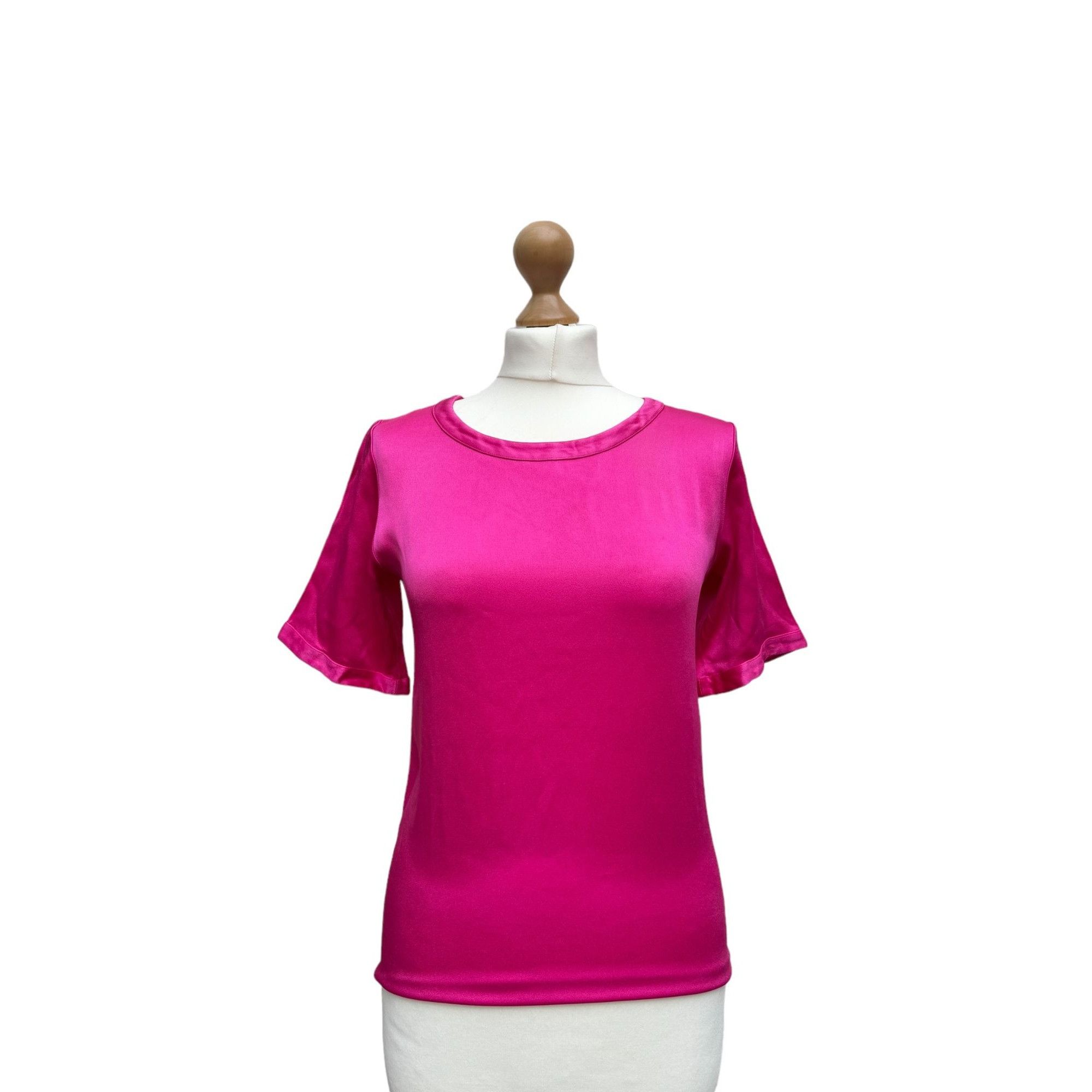 image of YVES Saint Laurent Vintage Pink Silk T-Shirt, Women's (Size Medium)