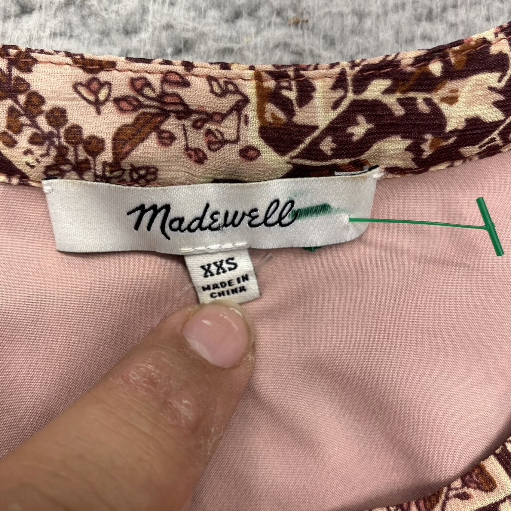 Madewell Madewell Shirt Womens XXS Pink Brown Floral Kakeidoscope Drawstring Boho Peasant Blouse Size XXS / US 00 / IT 34 - 6 Thumbnail