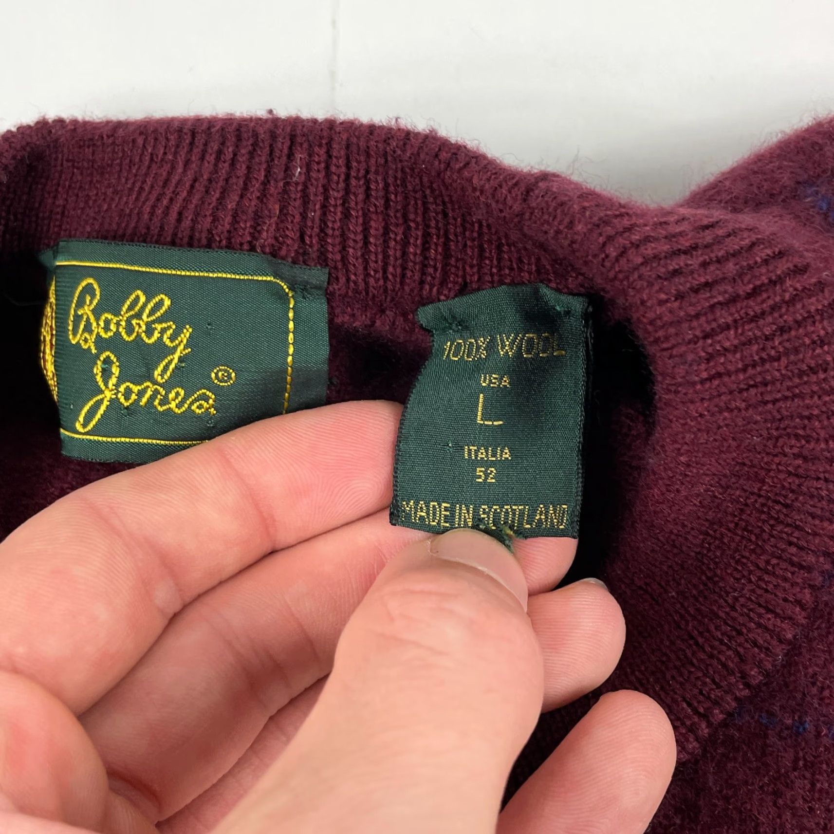 Vintage VINTAGE Bobby Jones Sweater Mens Large Red Wool Long Sleeve Pullover Golf Check Size US L / EU 52-54 / 3 - 7 Thumbnail