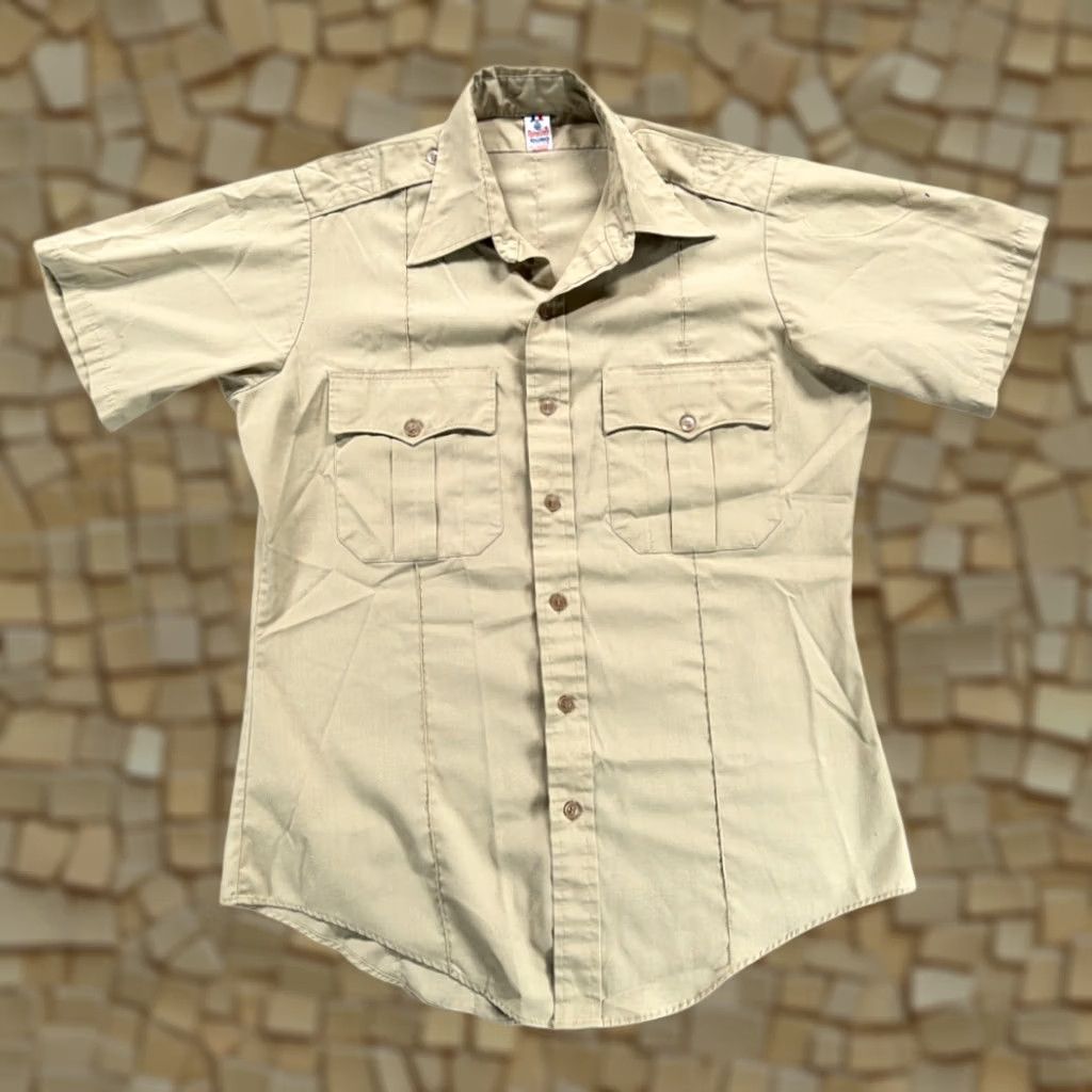 Vintage VINTAGE Flying Cross Shirt Adult MEDIUM Brown 70s Polyester Poplin Size US M / EU 48-50 / 2 - 1 Thumbnail
