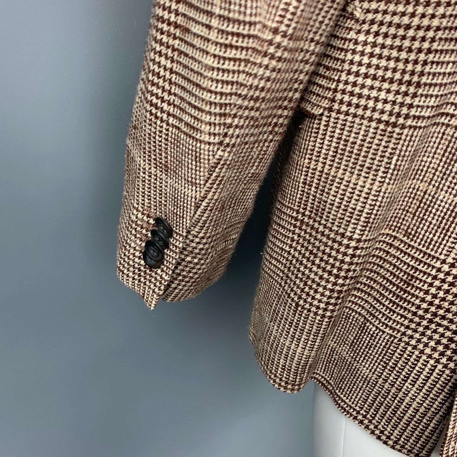 Etro Brown & Beige Plaid Silk / Linen Notch Lapel Sport Coat Size 40R - 5 Thumbnail