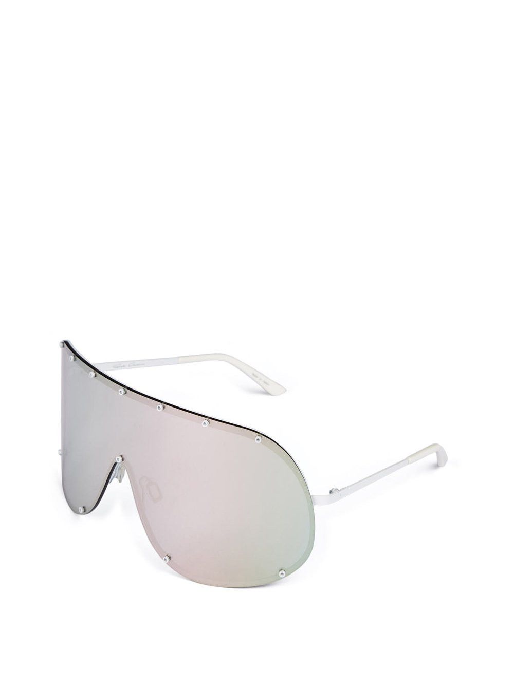 Rick Owens RICK OWENS SUNGLASSES PERFORMA SHIELD CREAM LOGO BLACK WHITE ...