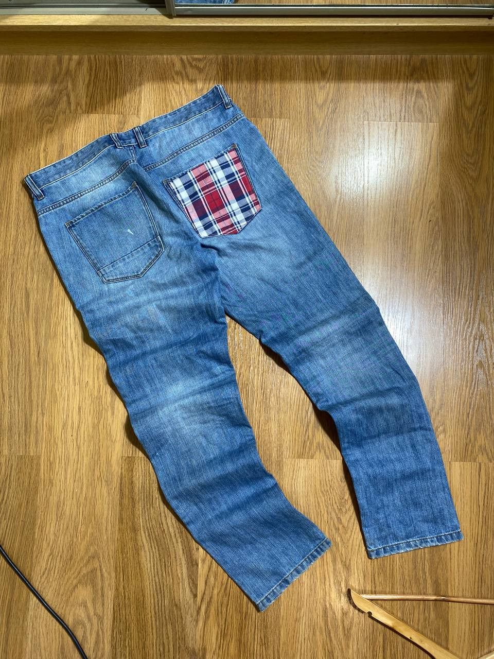 Japanese Brand Dirty Distressed Jeans Patchwork Painted Flared Baggy Size US 32 / EU 48 - 18 Thumbnail