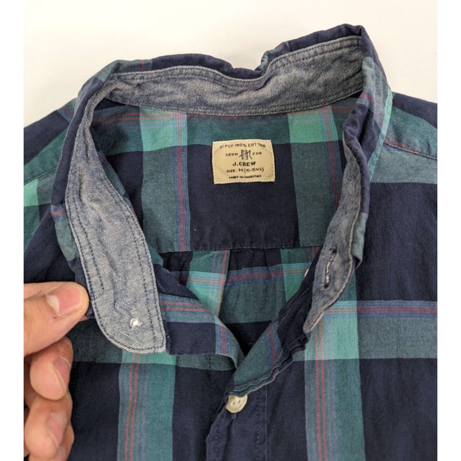 J.Crew VINTAGE J Crew Button Front Shirt Mens M Green White Plaid Long Sleeve 2-Ply Cotton Size US M / EU 48-50 / 2 - 6 Thumbnail