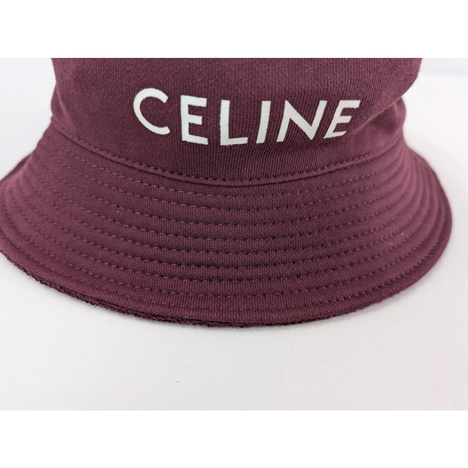 Celine o1rshd1 Size: M / Cotton Fleece Bucket Cap / Hat in Burgundy Size ONE SIZE - 3 Thumbnail